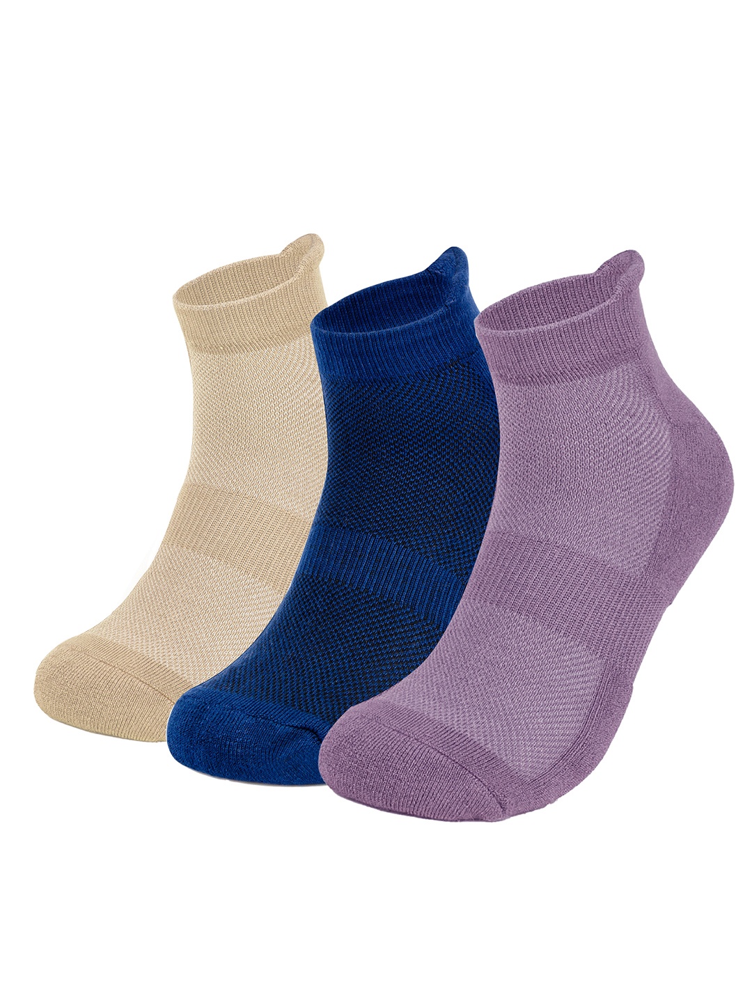 

MUSH Pack Of 3 Colourblocked Bamboo Ankle Length Socks, Beige