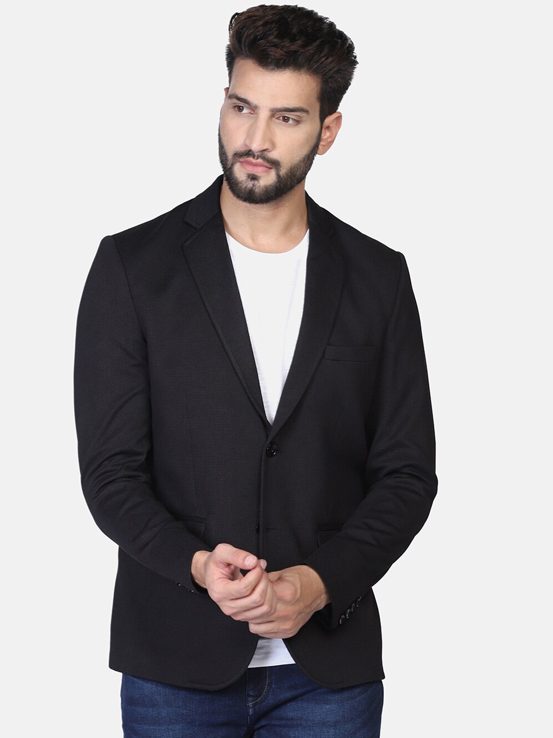 

TAHVO Men Single Breasted Cotton Slim Fit Casual Blazer, Black