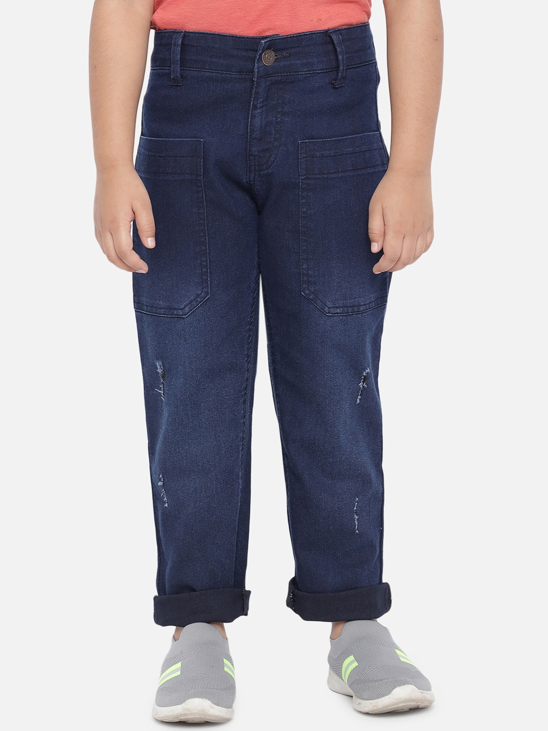 

Kotty Boys Jean Regular-Fit Low Distress Light Fade Stretchable Jeans, Blue