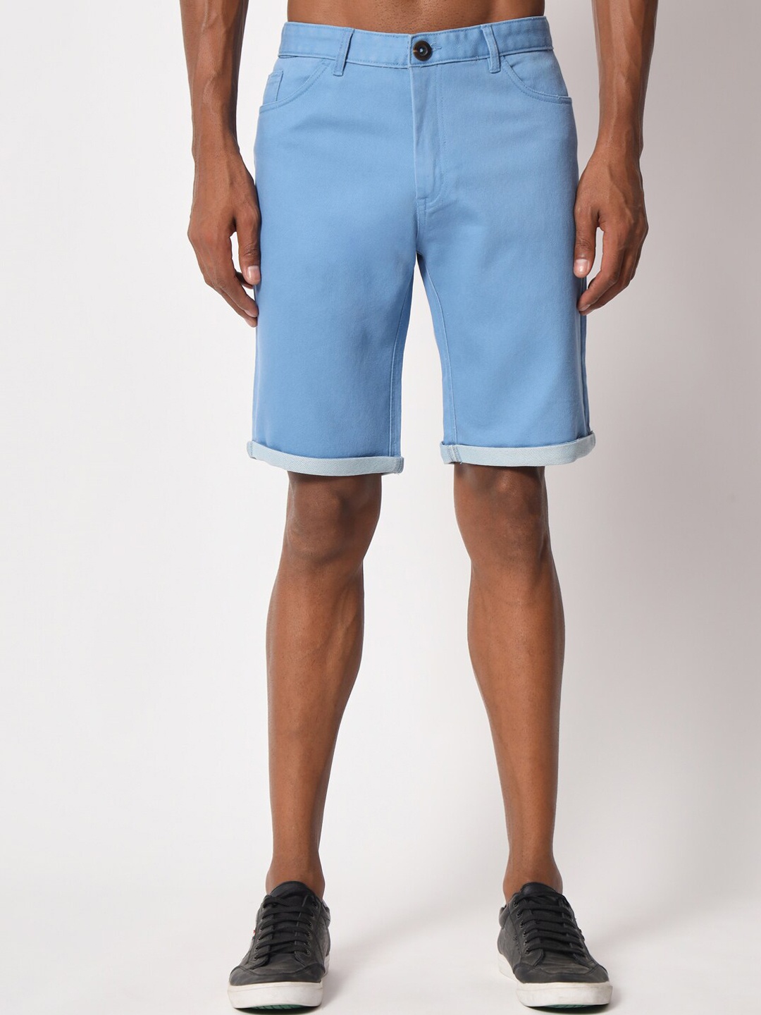 

Aristitch Men Mid-Rise Denim Shorts, Blue