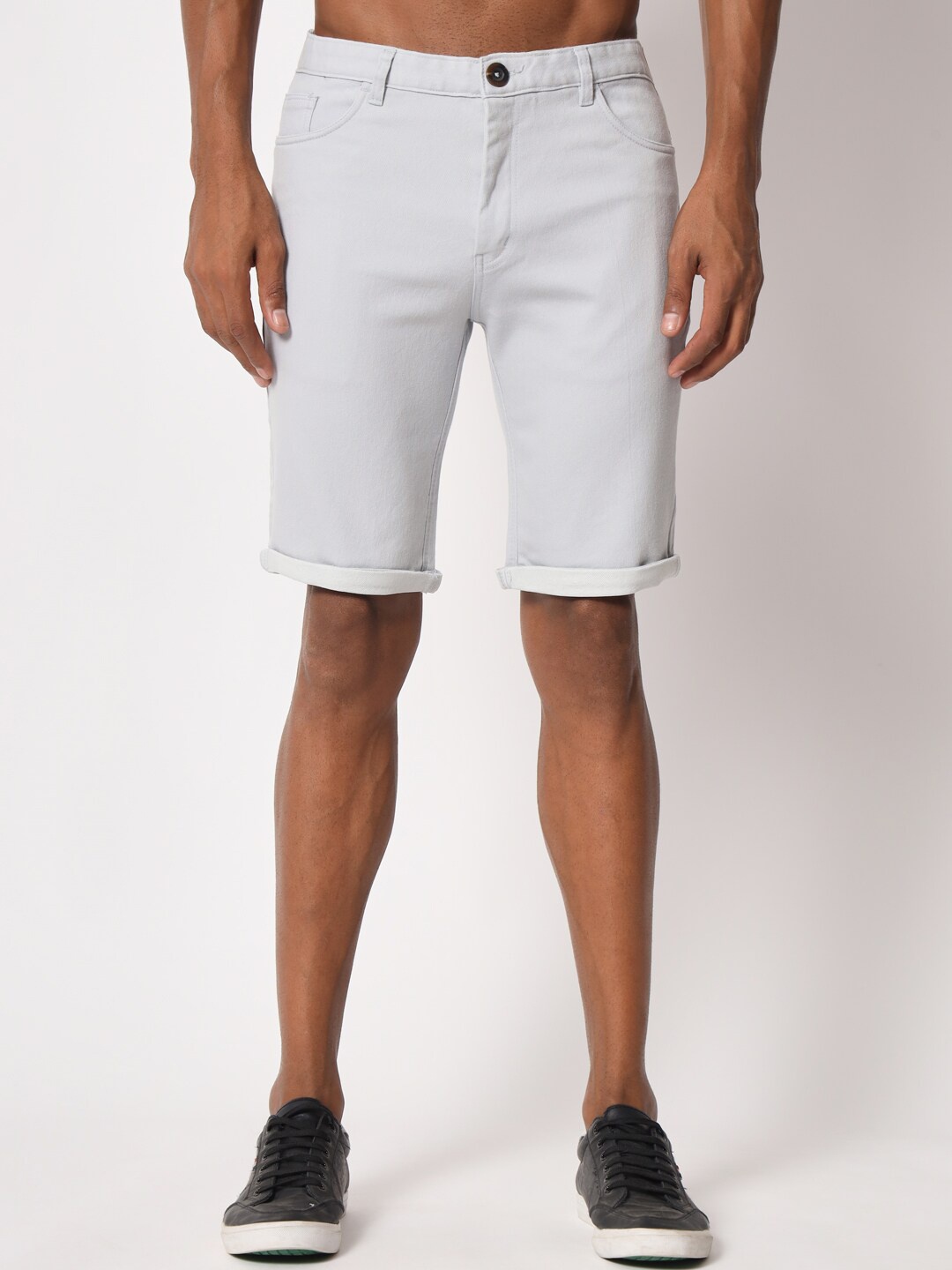 

Aristitch Men Mid-Rise Denim Shorts, Silver