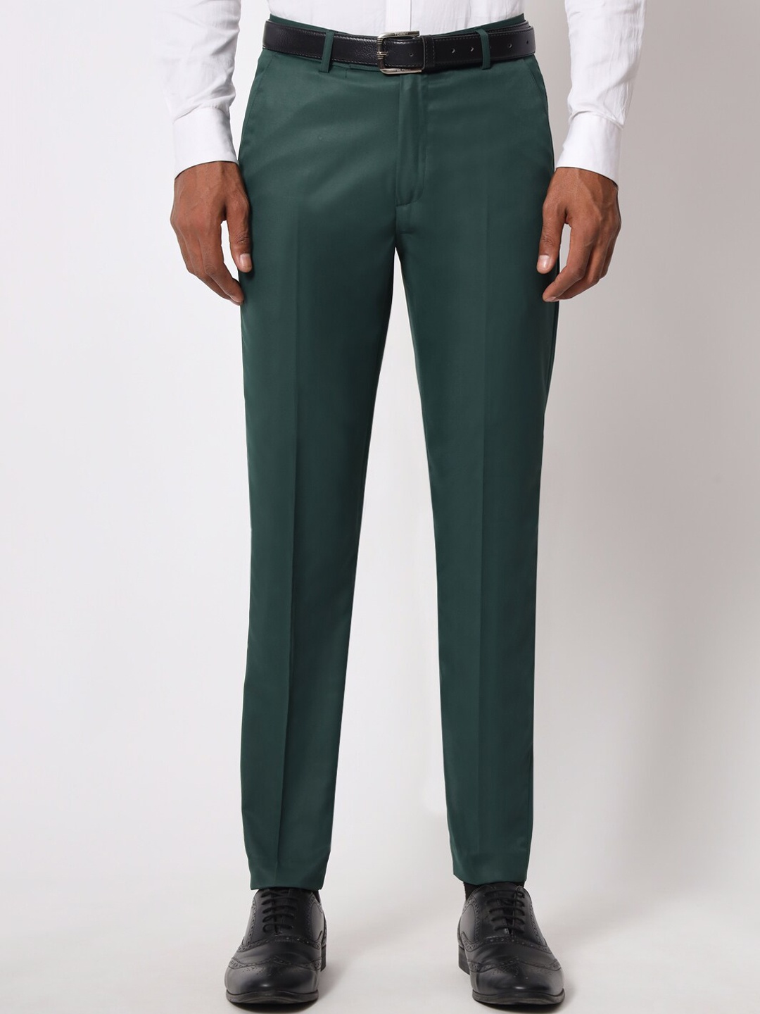 

Aristitch Men Flat-Front Mid-Rise Smart Slim Fit Formal Trousers, Green