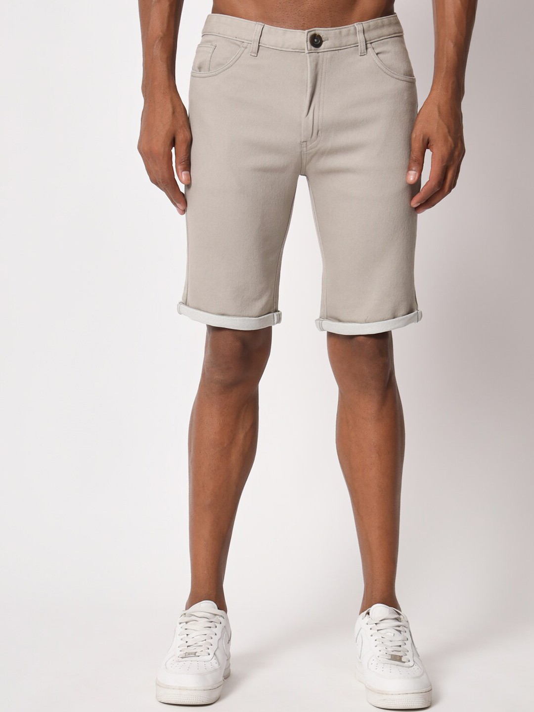 

Aristitch Men Mid-Rise Denim Shorts, Grey