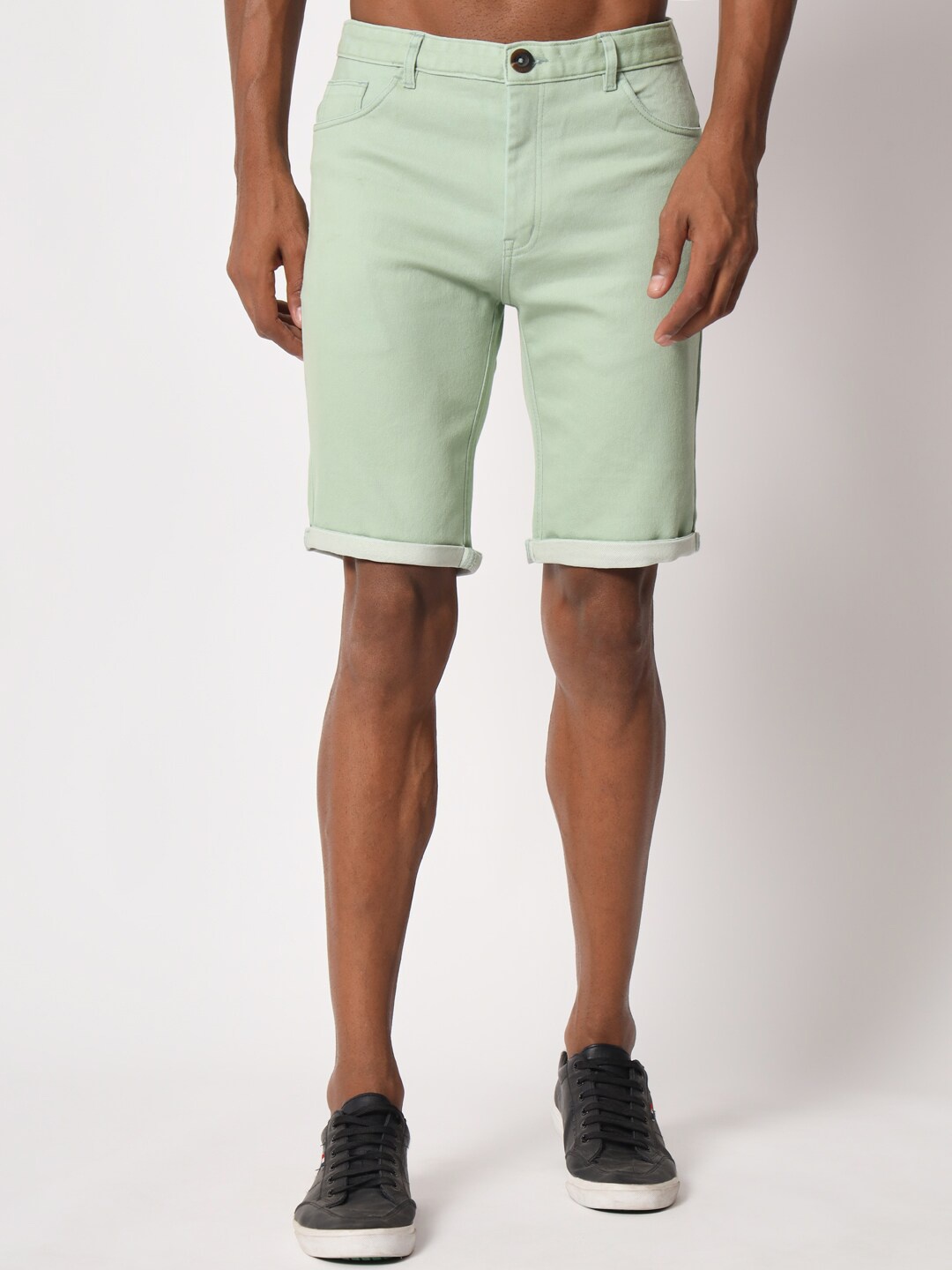 

Aristitch Men Mid-Rise Denim Shorts, Green
