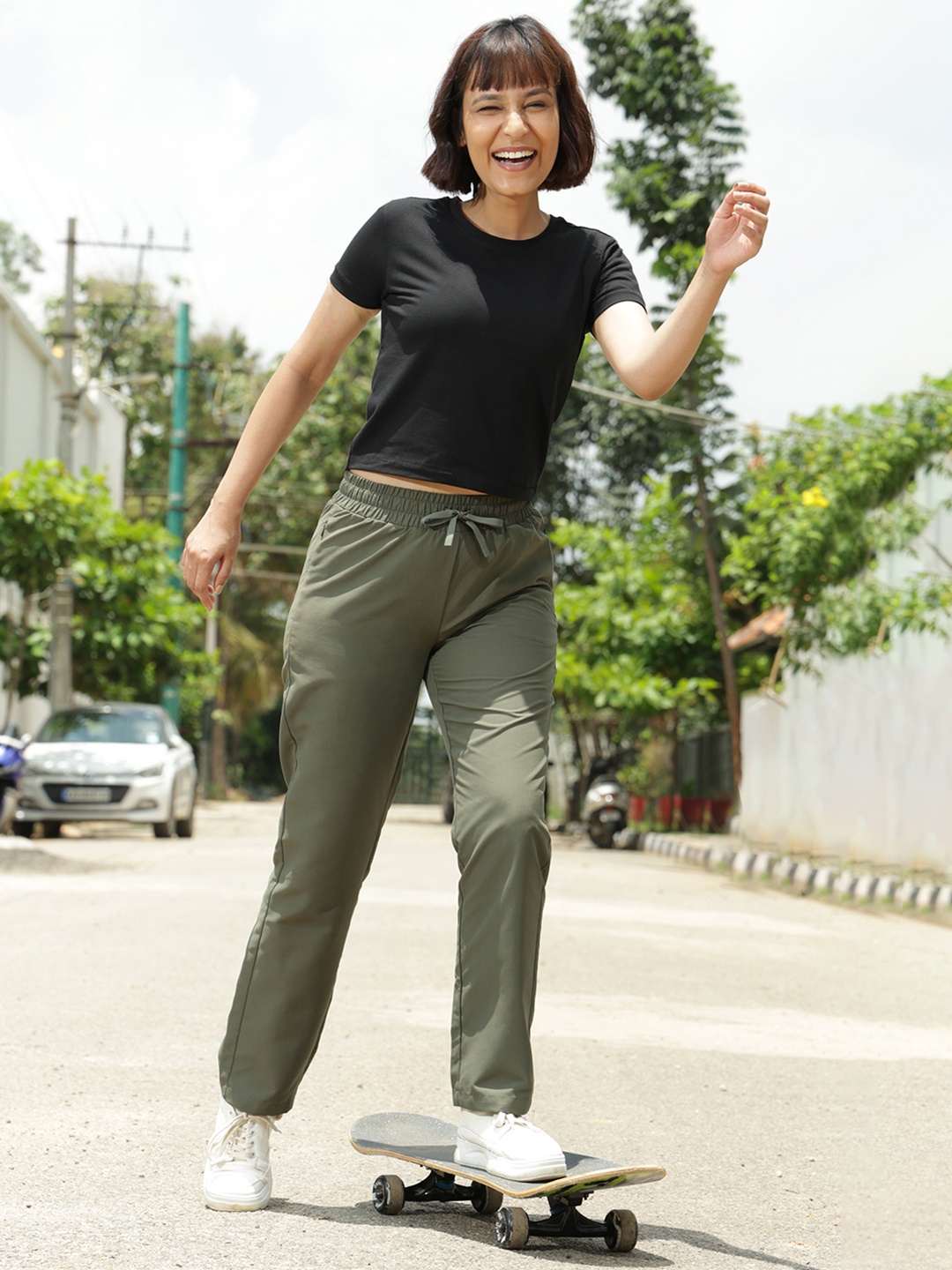 

Blissclub Women Straight-Fit Water Repellent Rapid-Dry Track Pants, Olive