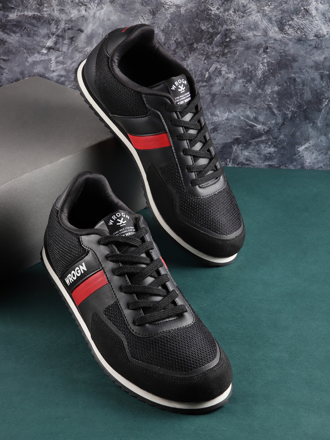 

WROGN Men Woven Design Sneakers, Black