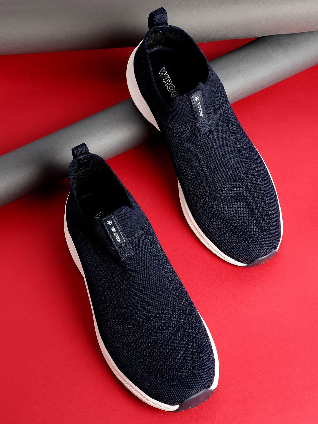 

WROGN Men Woven Design Slip-On Sneakers, Navy blue