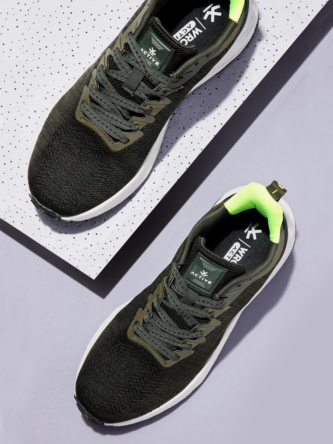 

WROGN Men Woven Design Running Shoes, Olive