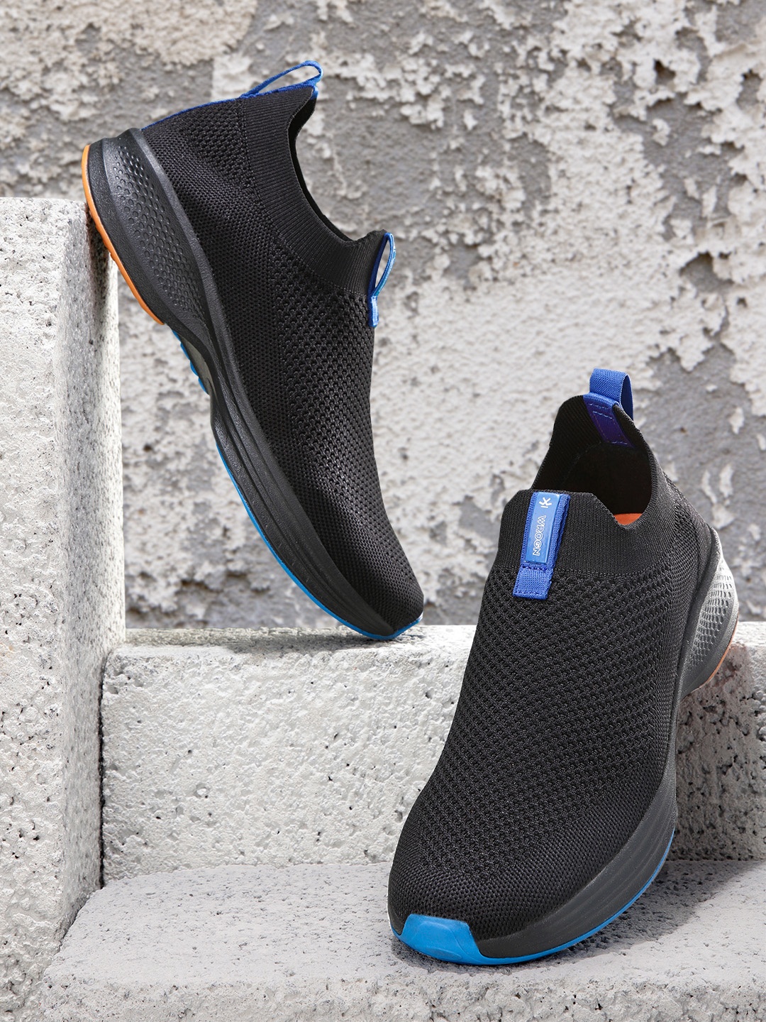 

WROGN Men Woven Design Slip-On Sneakers, Black