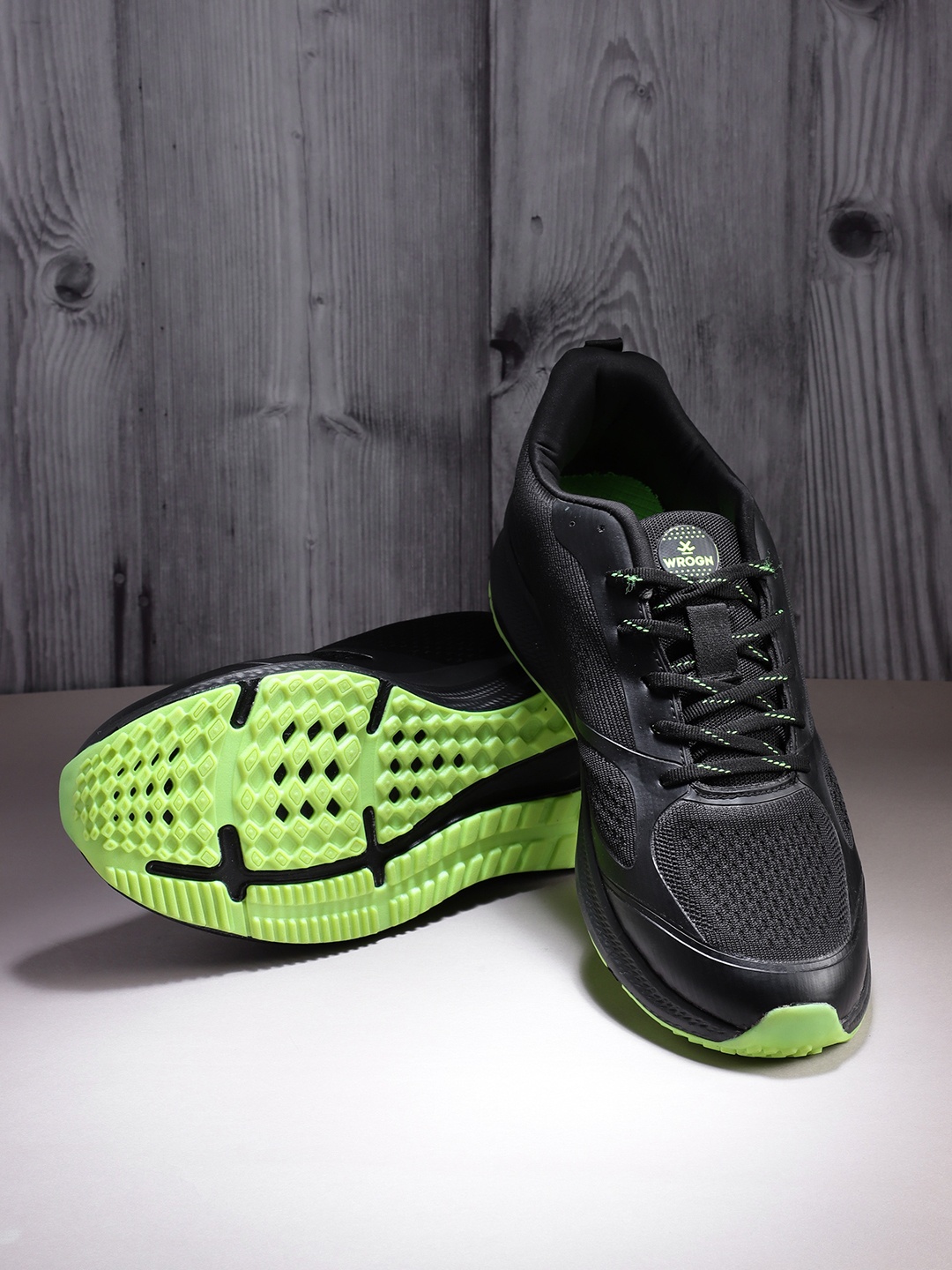 

WROGN ACTIVE Men Woven Design Running Shoes, Black