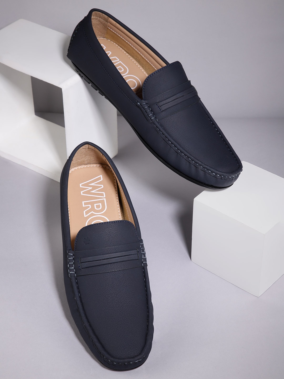 

WROGN Men Square-Toe Loafers, Navy blue