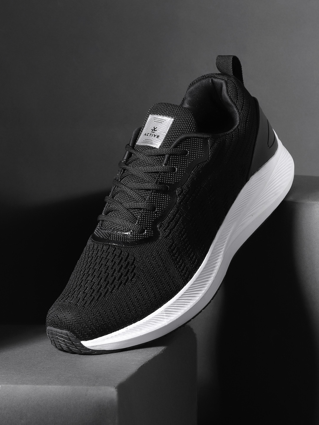 

WROGN ACTIVE Men Woven Design Running Shoes, Black