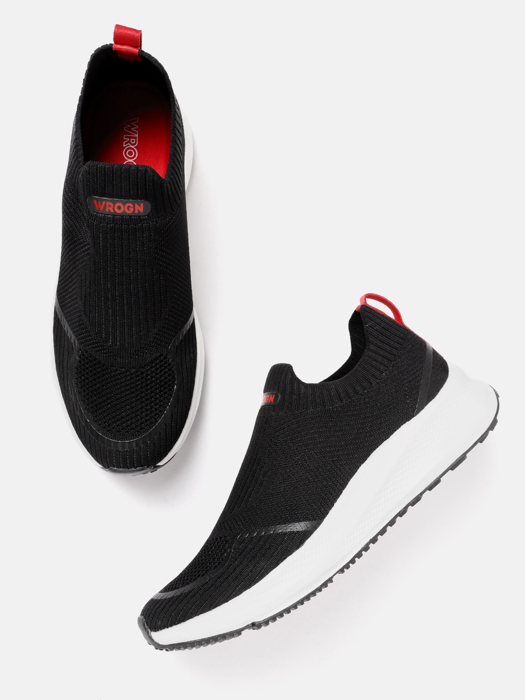 

WROGN Men Woven Design Slip-On Sneakers, Black