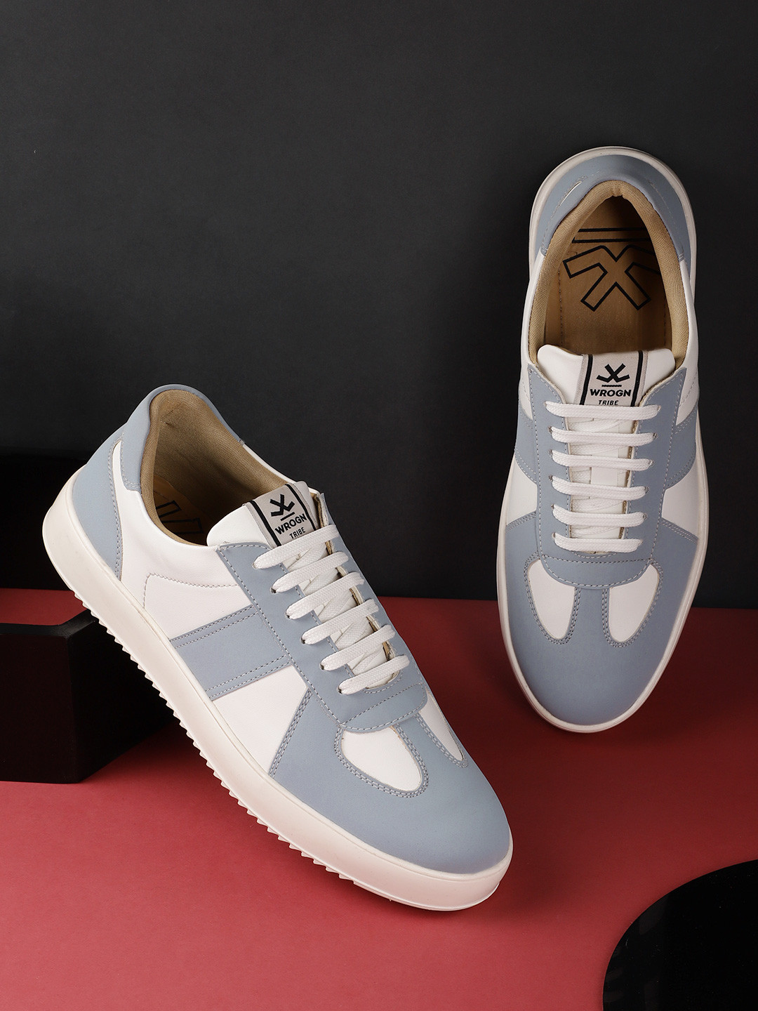 

WROGN Men Grey Colourblocked Sneakers, Blue