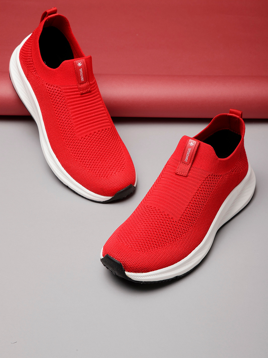 

WROGN Men Woven Design Slip-On Sneakers, Red