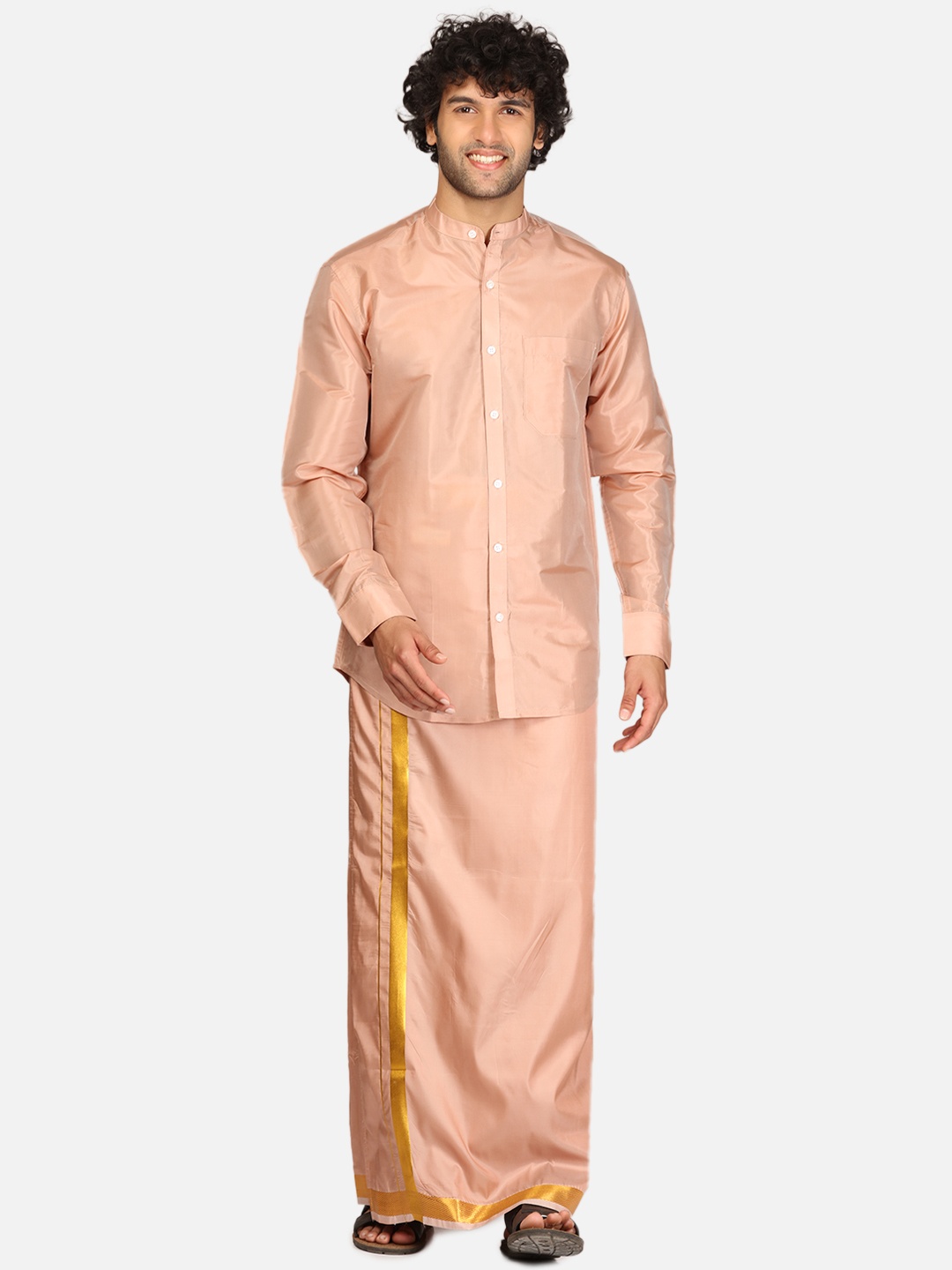 

Sethukrishna Men Shirt & Veshti, Peach