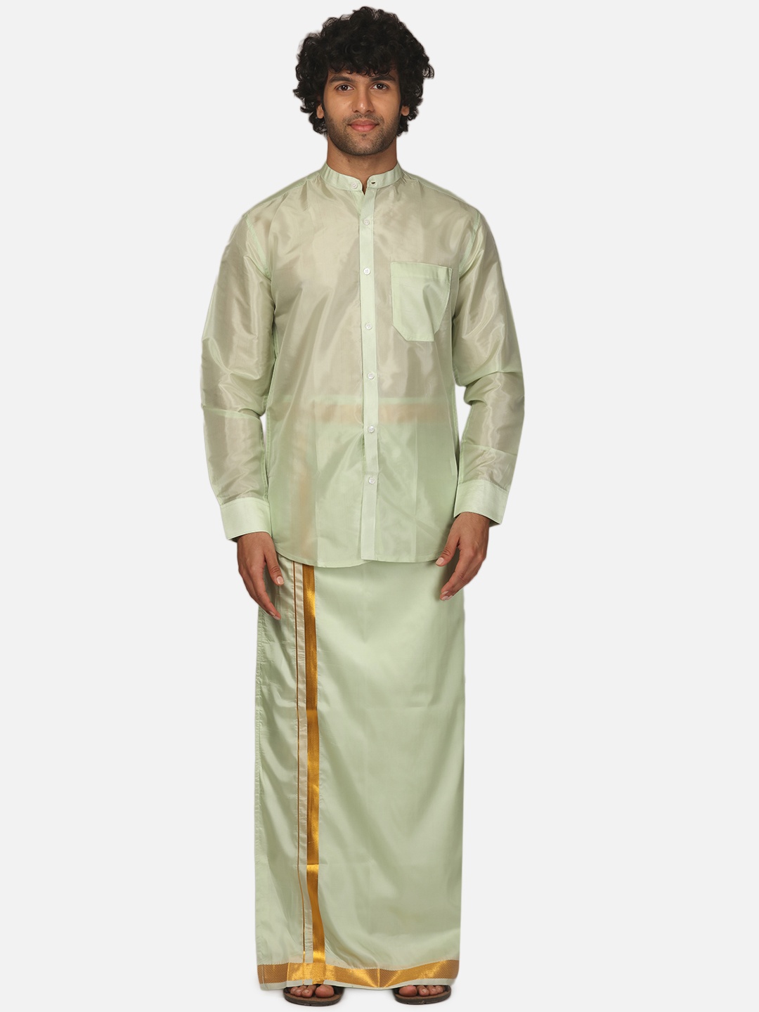 

Sethukrishna Men Shirt and Dhoti Set, Green