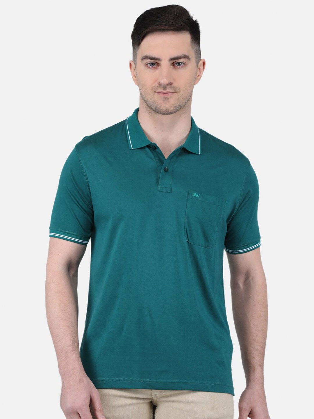 

Monte Carlo Polo Collar Cotton T-shirt, Green