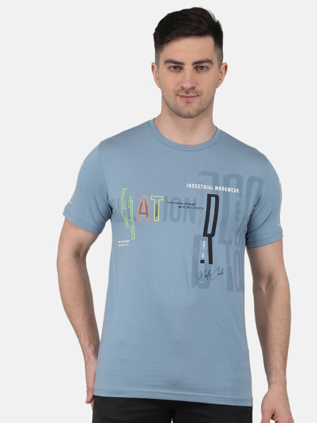 

Monte Carlo Typography Printed Round Neck T-Shirt, Blue