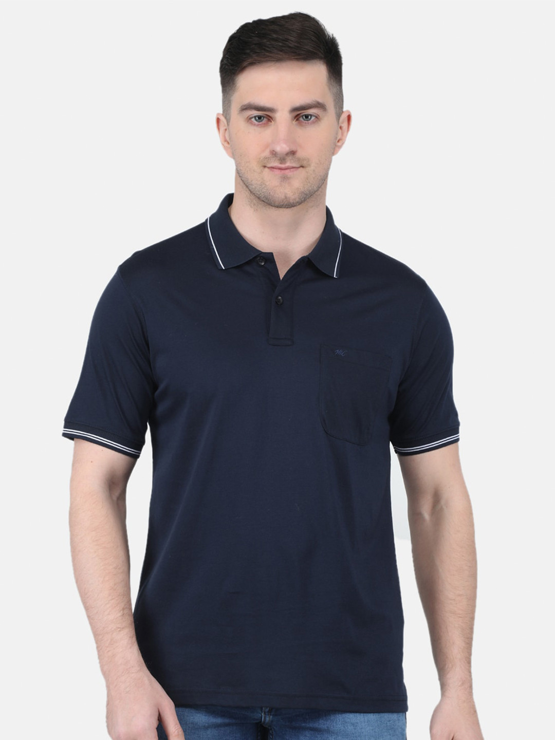 

Monte Carlo Polo Collar Cotton T-shirt, Navy blue