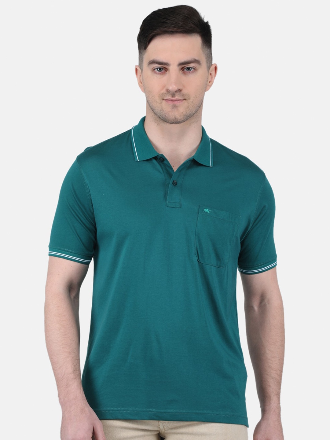 

Monte Carlo Polo Collar Cotton T-shirt, Green