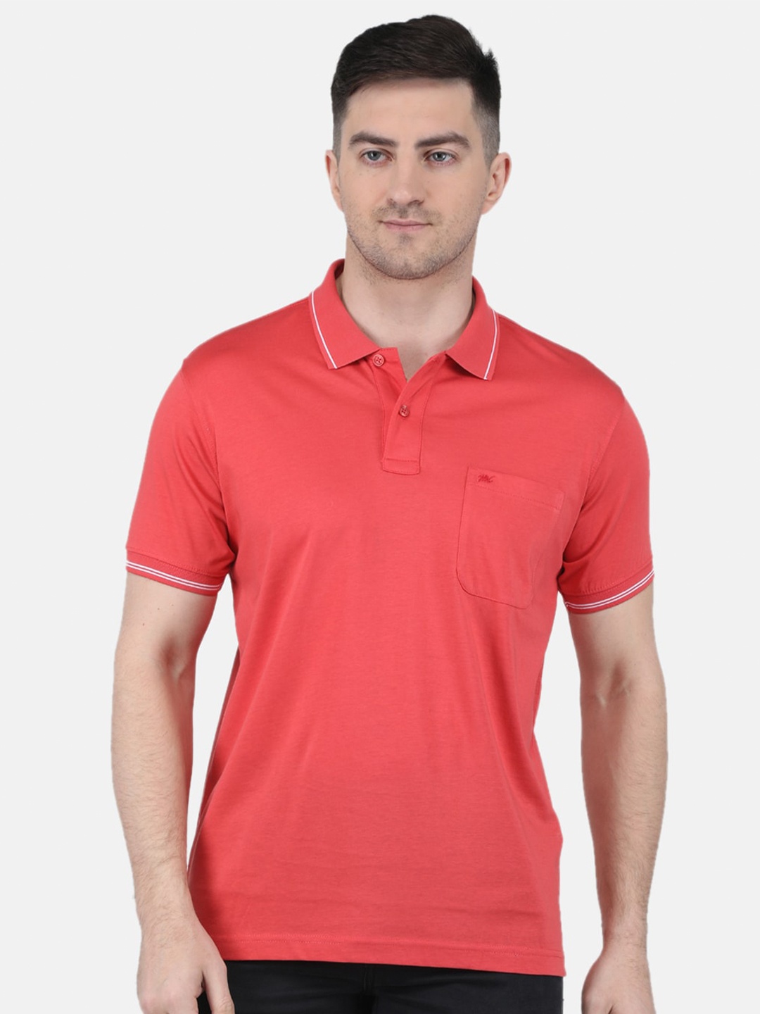 

Monte Carlo Plus Size Polo Collar Cotton T-shirt, Red