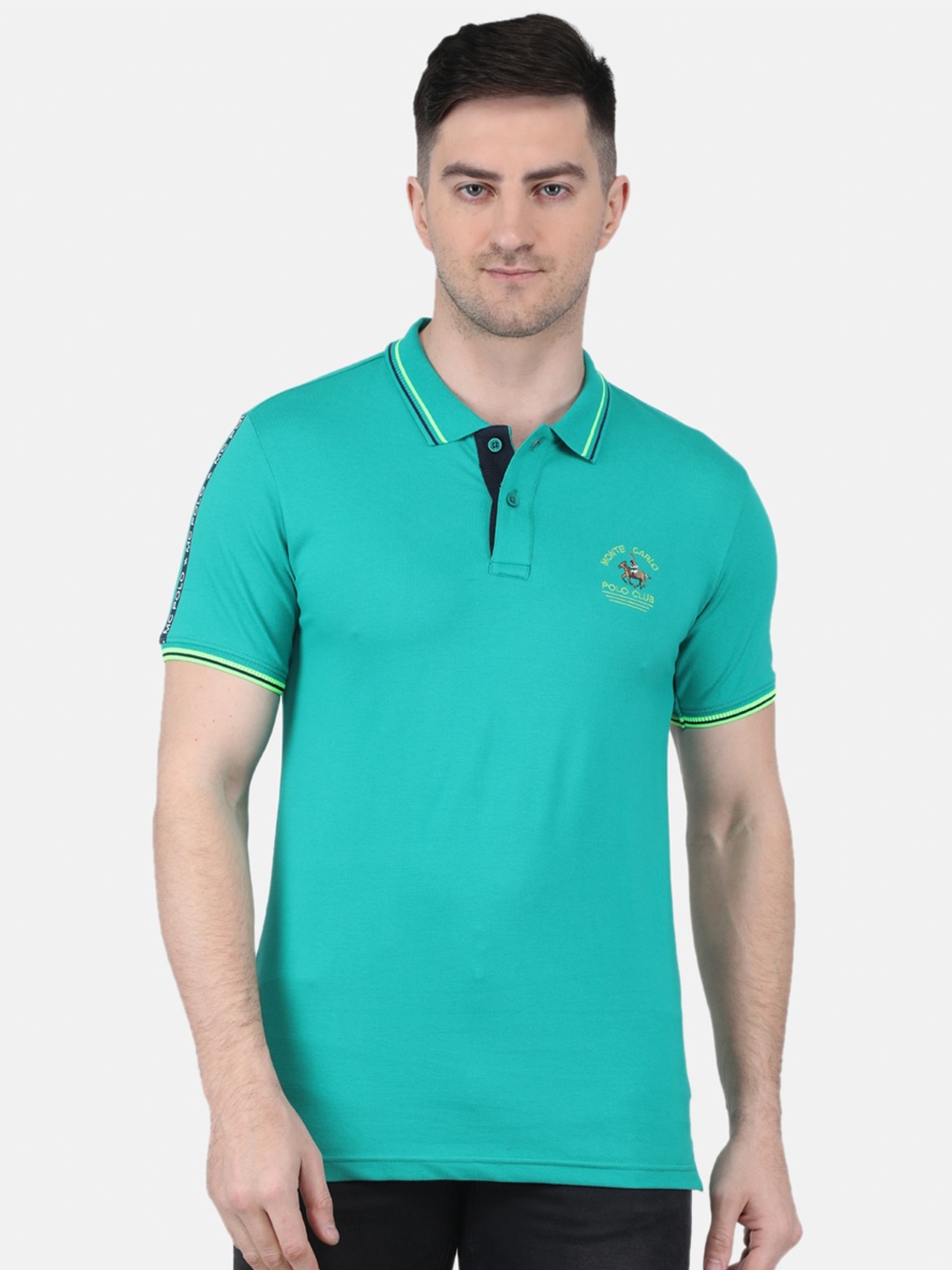 

Monte Carlo Polo Collar Knitted T-Shirt, Sea green