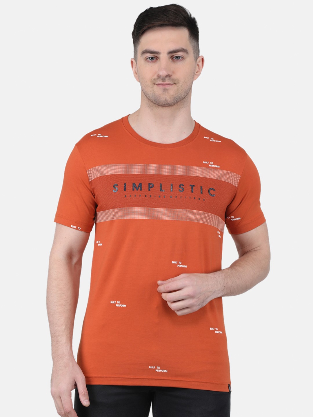 

Monte Carlo Round Neck Typography Printed T-shirt, Rust