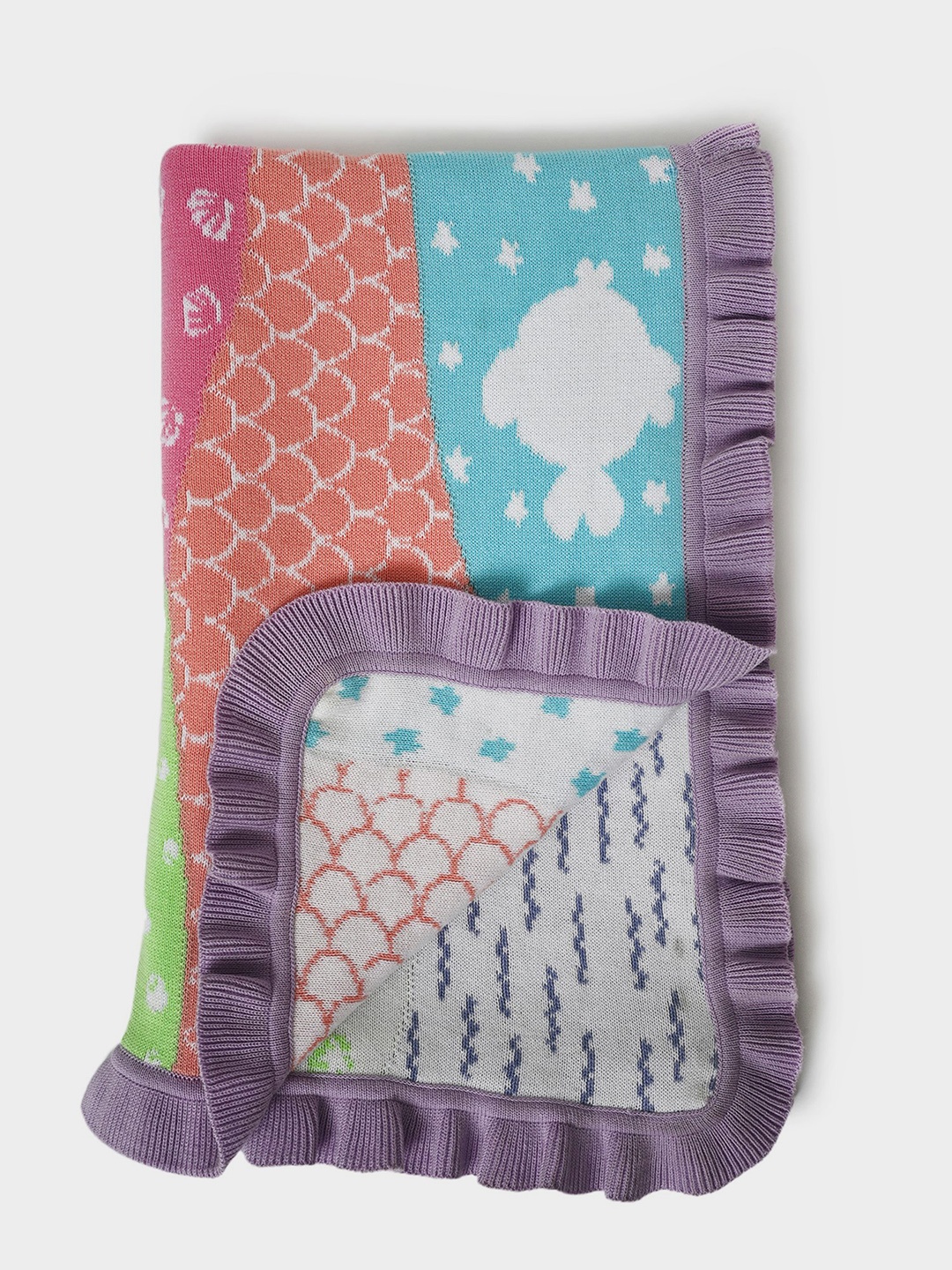 

MiArcus Purple & Blue Mild Winter 350 GSM Printed Cotton Single Bed Blanket