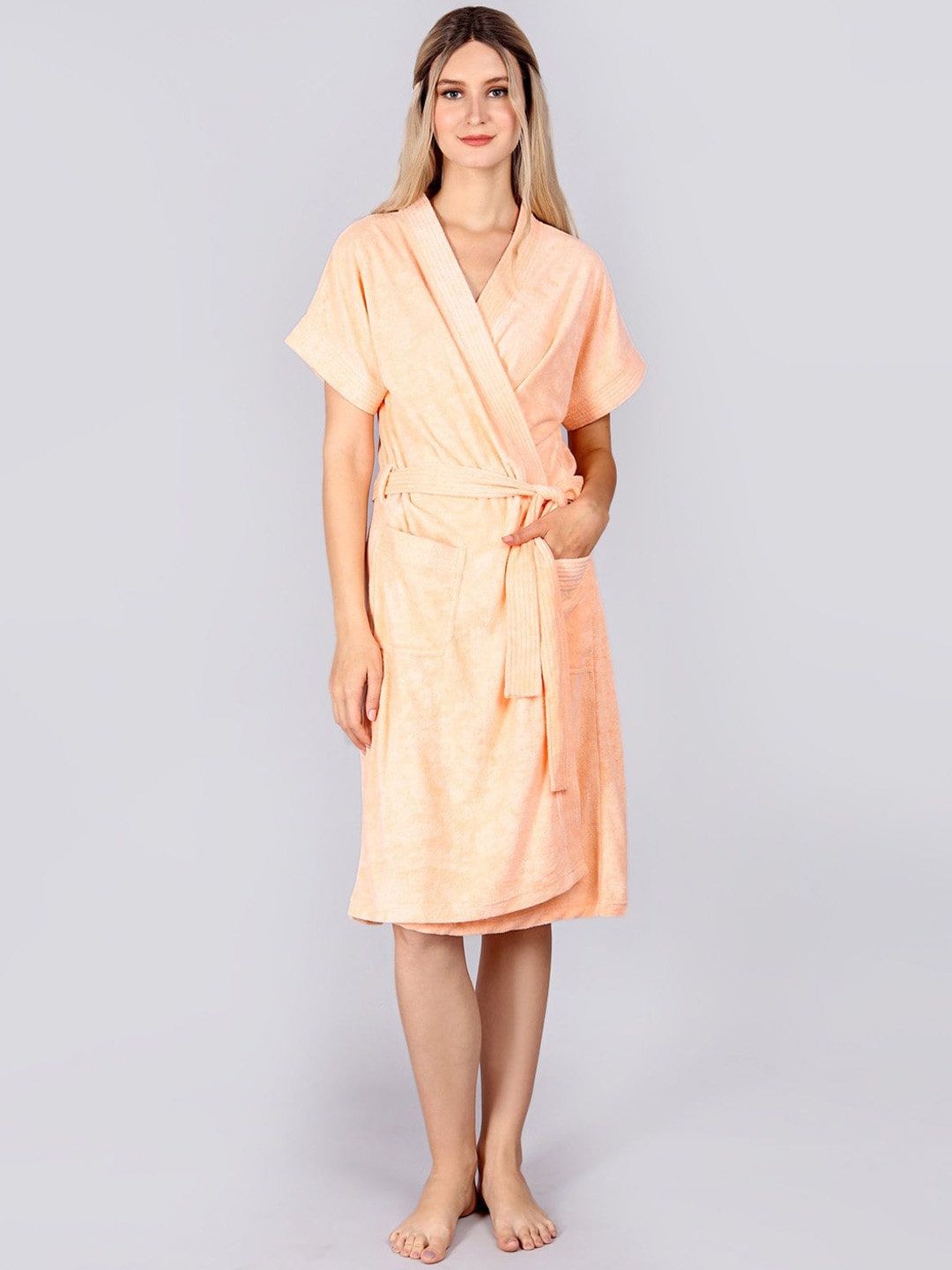 

ASPORA 260 GSM Terry Cotton Bath Robe, Peach