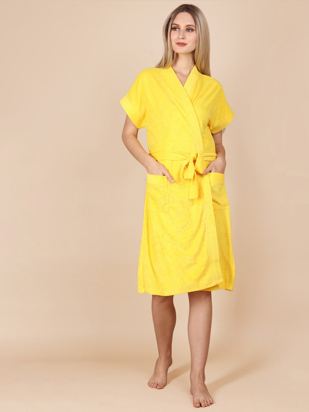 

ASPORA 260 GSM Terry Cotton Bath Robe, Yellow