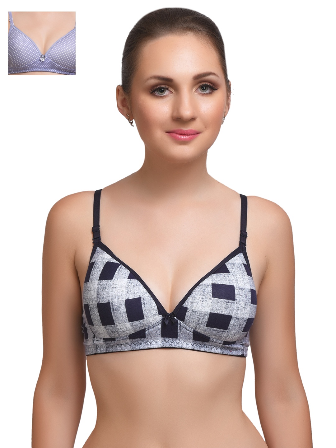 

Lady Lyka Pack of 2 Medium-Coverage T-shirt Bras EXTACY-6-ATTRACTIONS, Navy blue