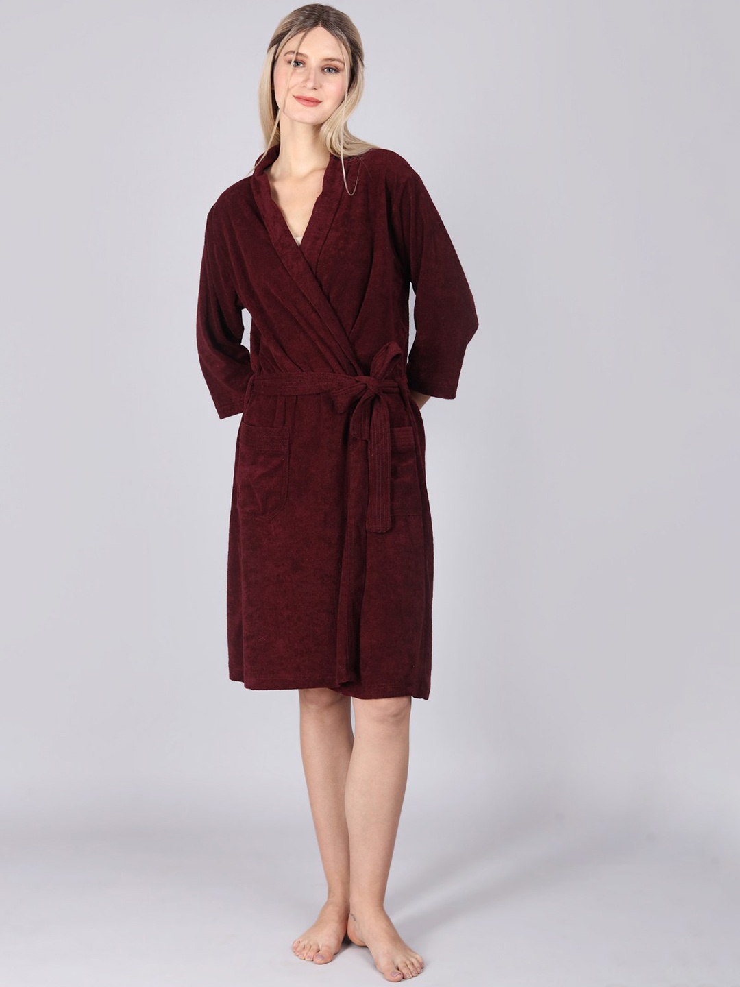 

ASPORA 260 GSM Terry Cotton Bath Robe, Maroon