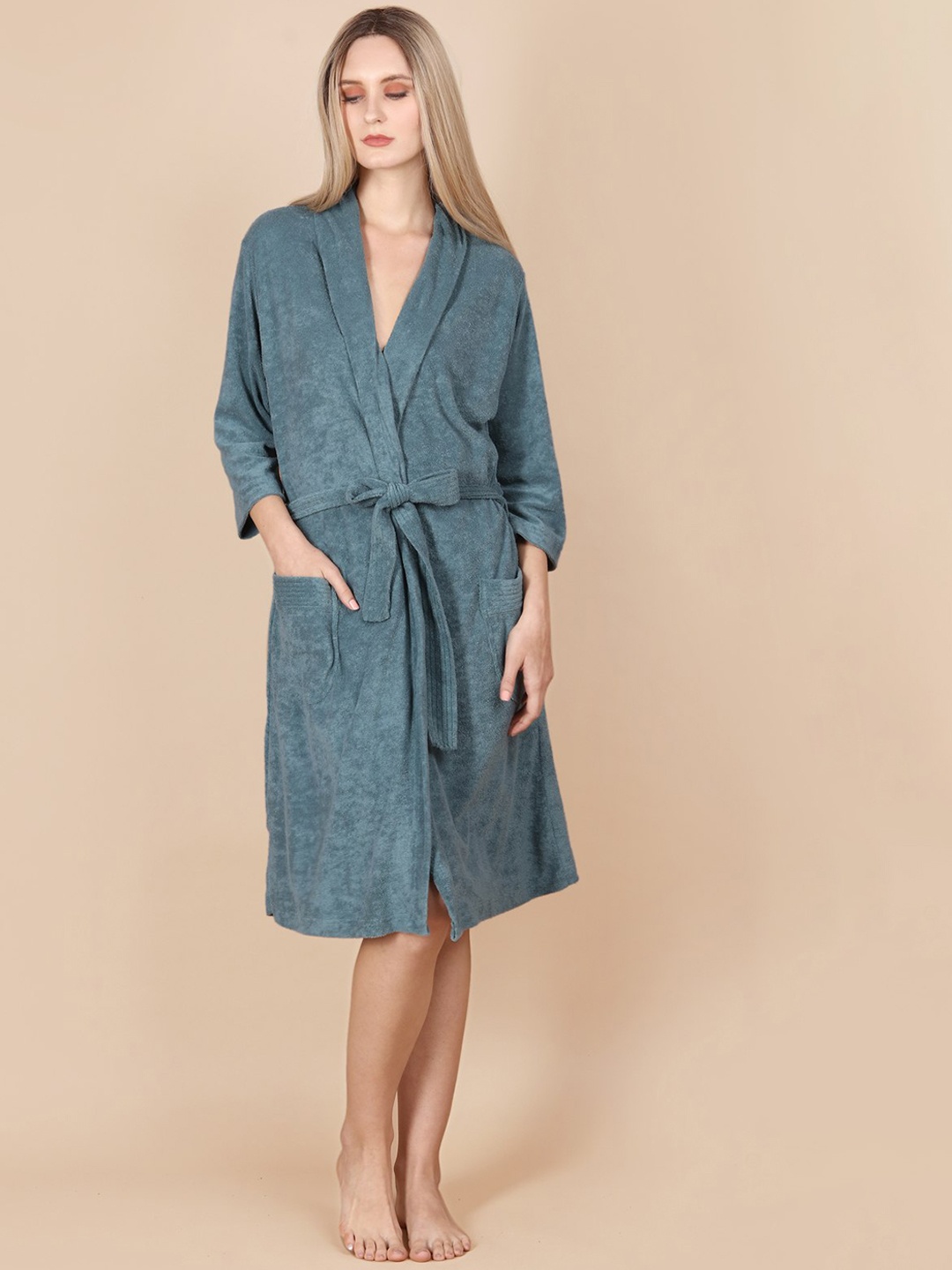 

ASPORA 260 GSM Terry Cotton Bath Robe, Grey
