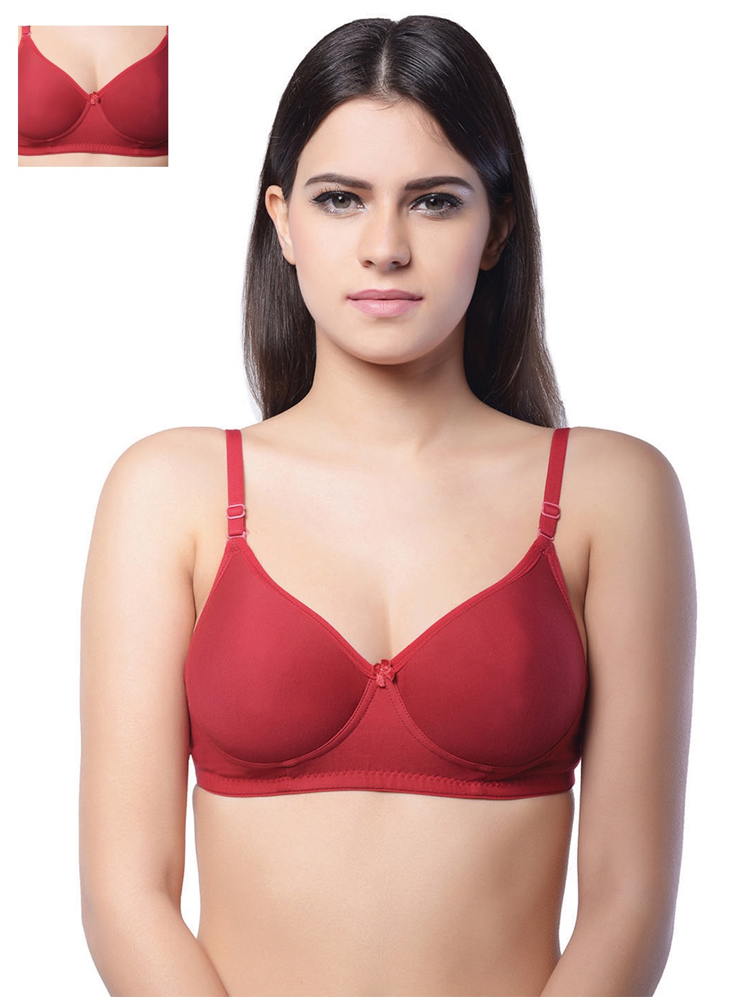 

Lady Lyka Pack of 2 Medium-Coverage Solid T-shirt Bras MISTIQUE-MRN-2CMB, Maroon