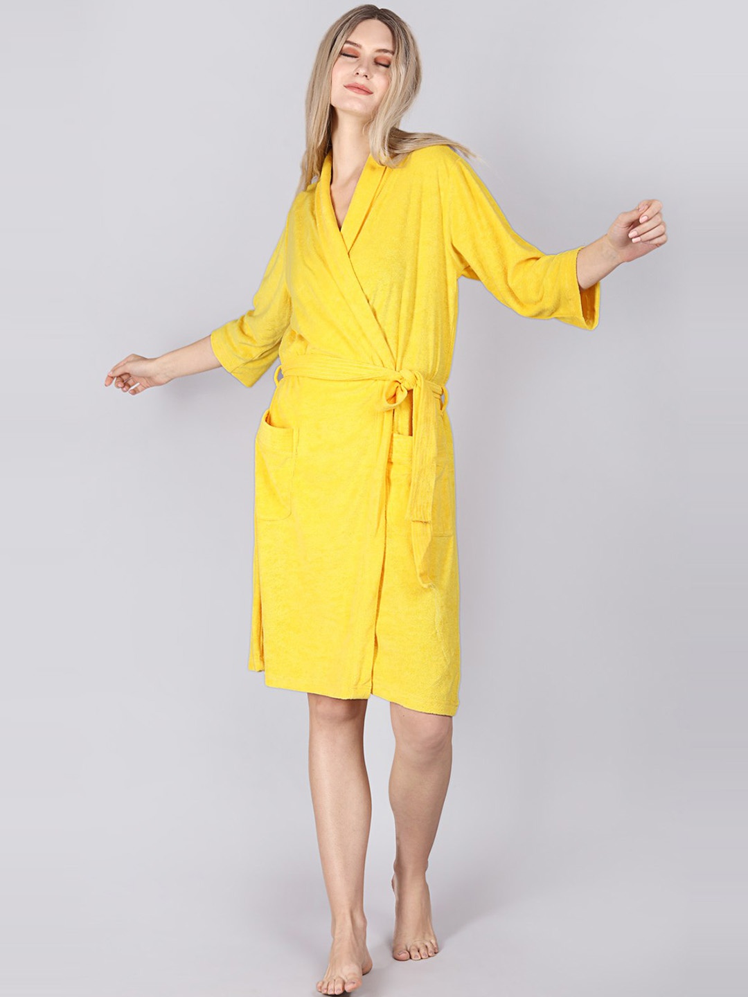 

ASPORA 260 GSM Terry Cotton Bath Robe, Yellow