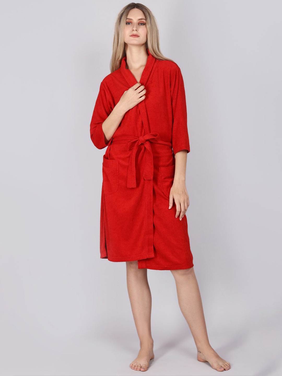 

ASPORA 260 GSM Terry Cotton Bath Robe, Red