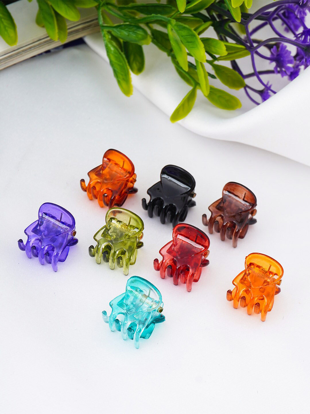 

Ferosh Women 8Pcs Transparent Claw Clip, Red