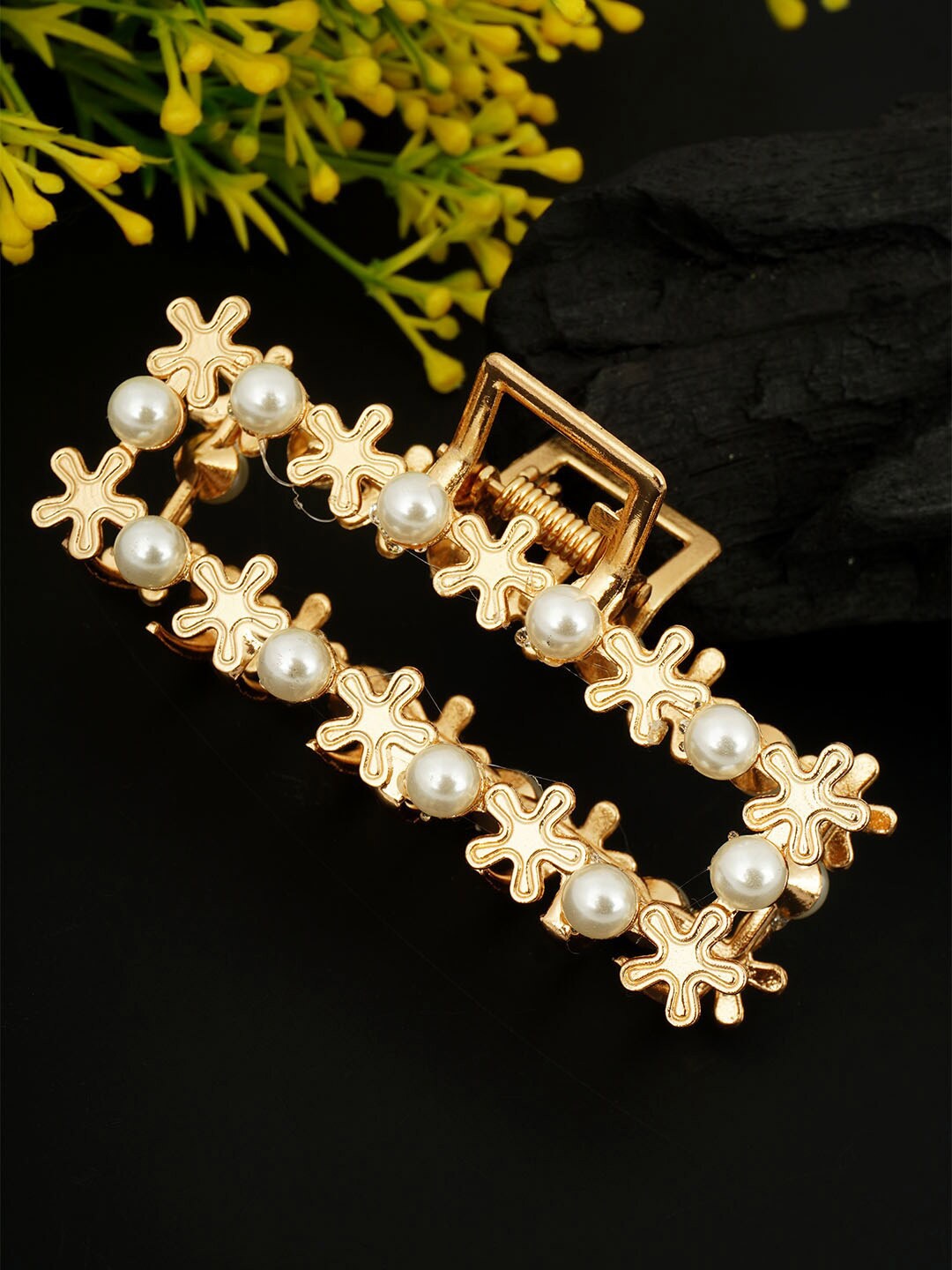 

Ferosh Women Embellished With Pearls Claw Clip, White
