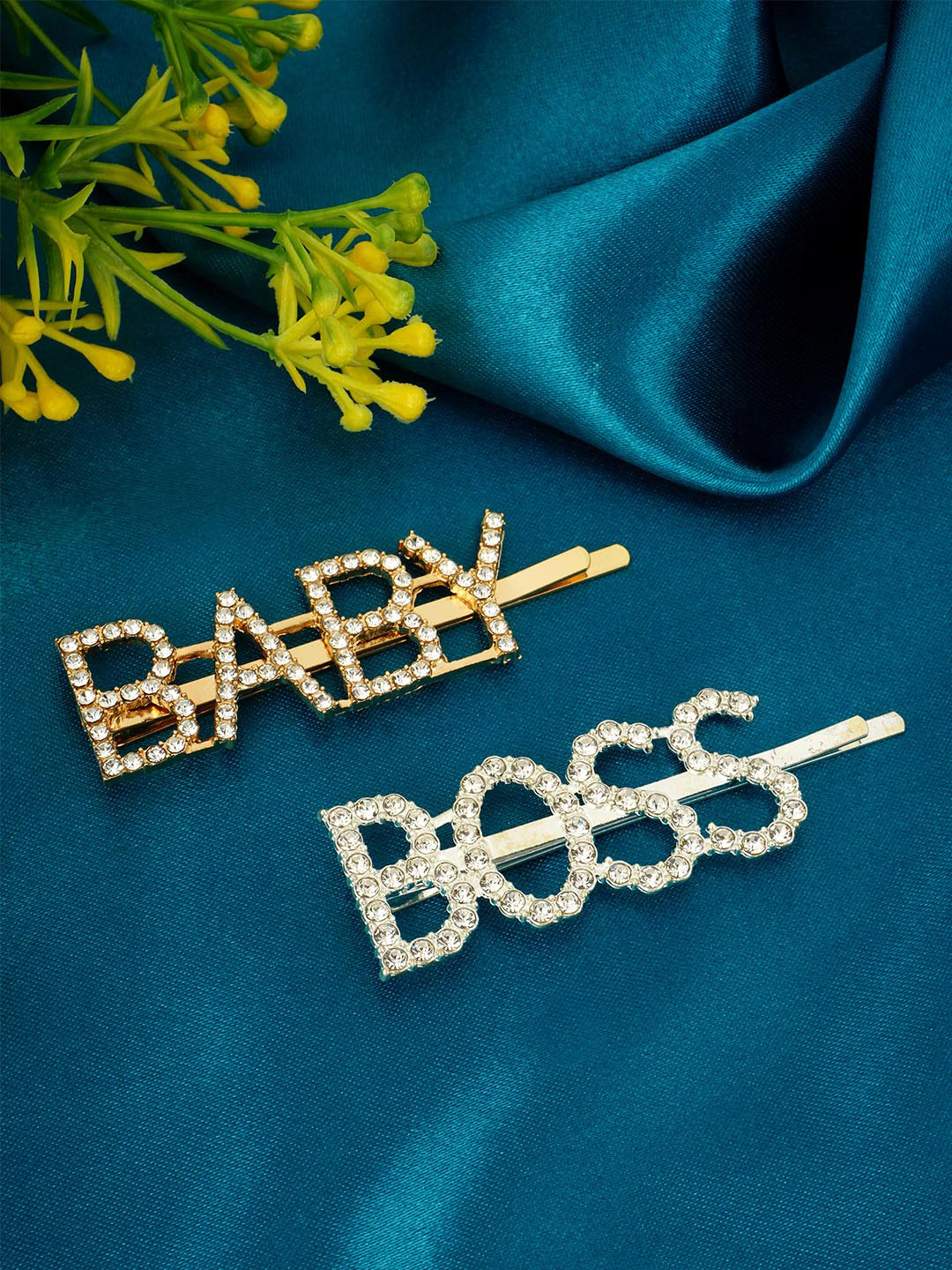 

Ferosh Women Set of 2 Embellished Bobby Pins, Silver