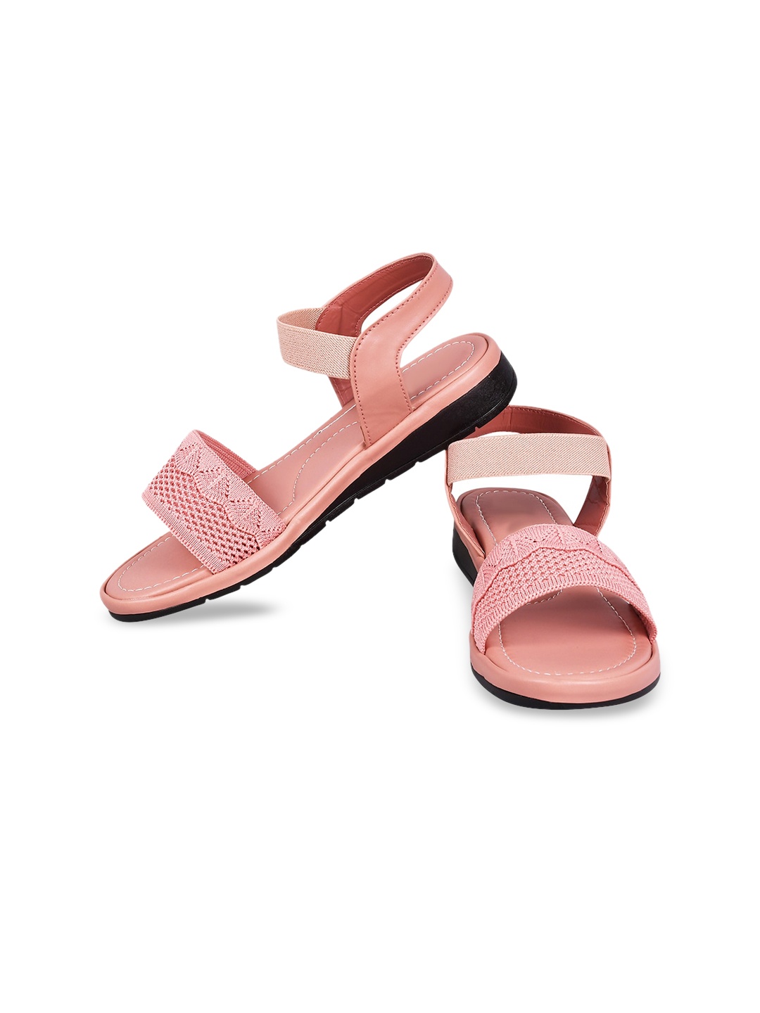 

Try Me Woven Design Open Toe Flats, Pink