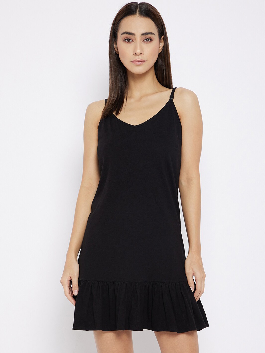 

Hypernation Sleeveless Pure Cotton Nightdress, Black