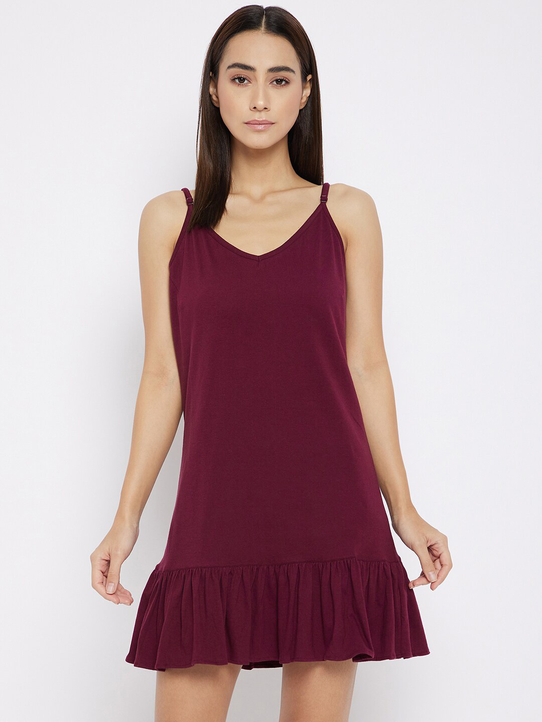 

Hypernation Sleeveless Pure Cotton Nightdress, Purple