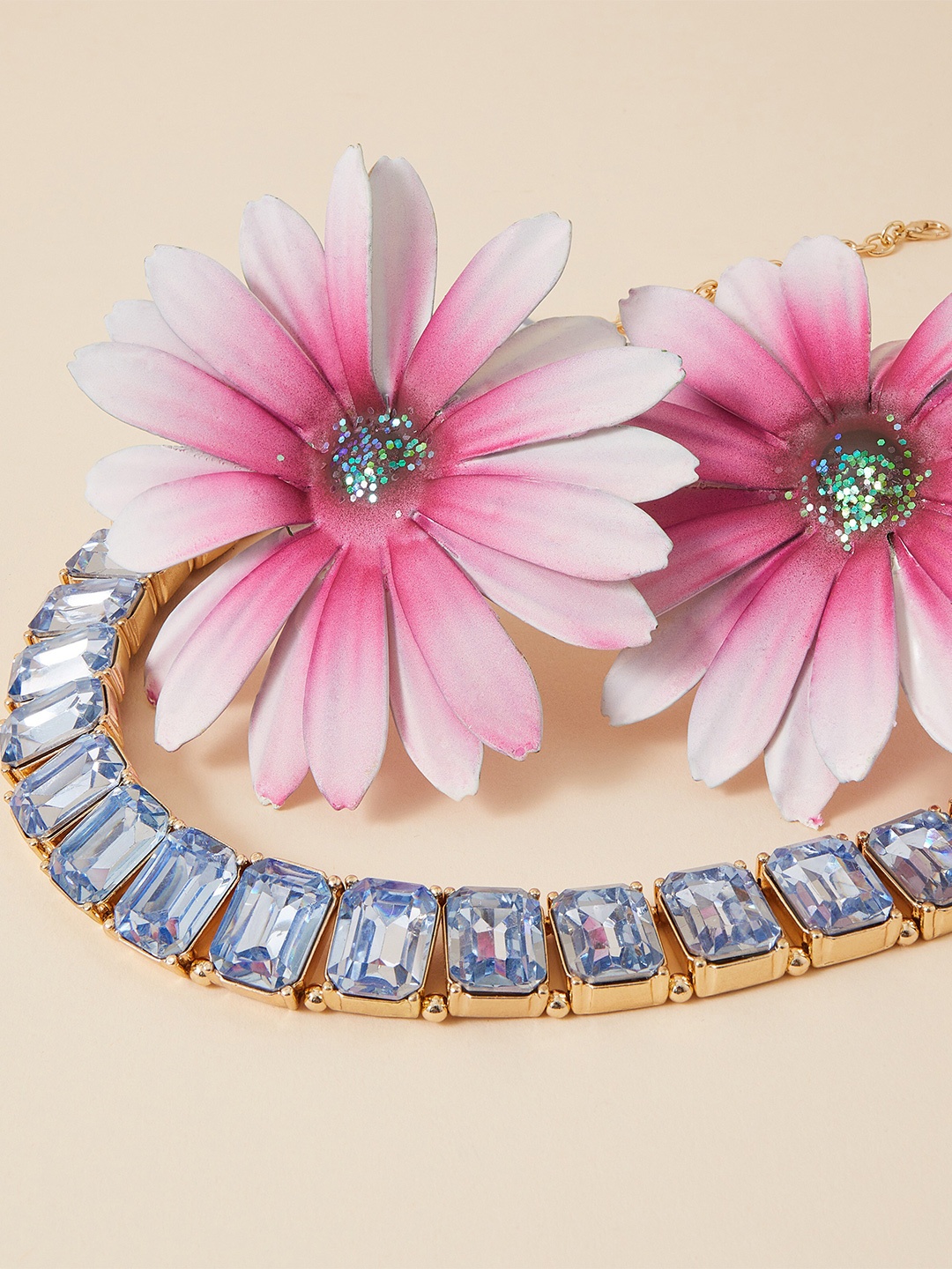 

Accessorize Gold-Plated Stone Studded Statement Gem Necklace, White