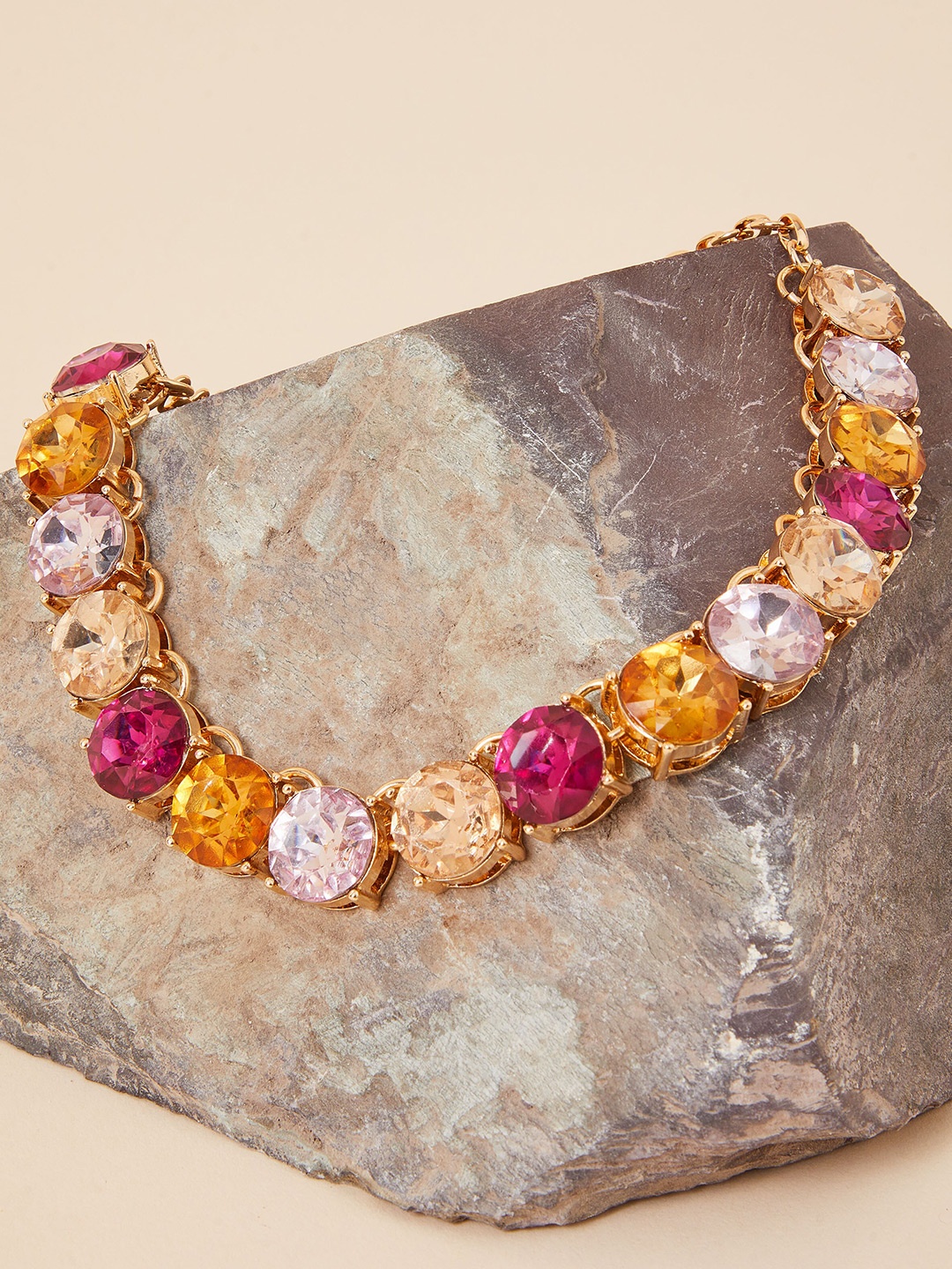 

Accessorize Gold-Plated Stone Studded Necklace, Pink