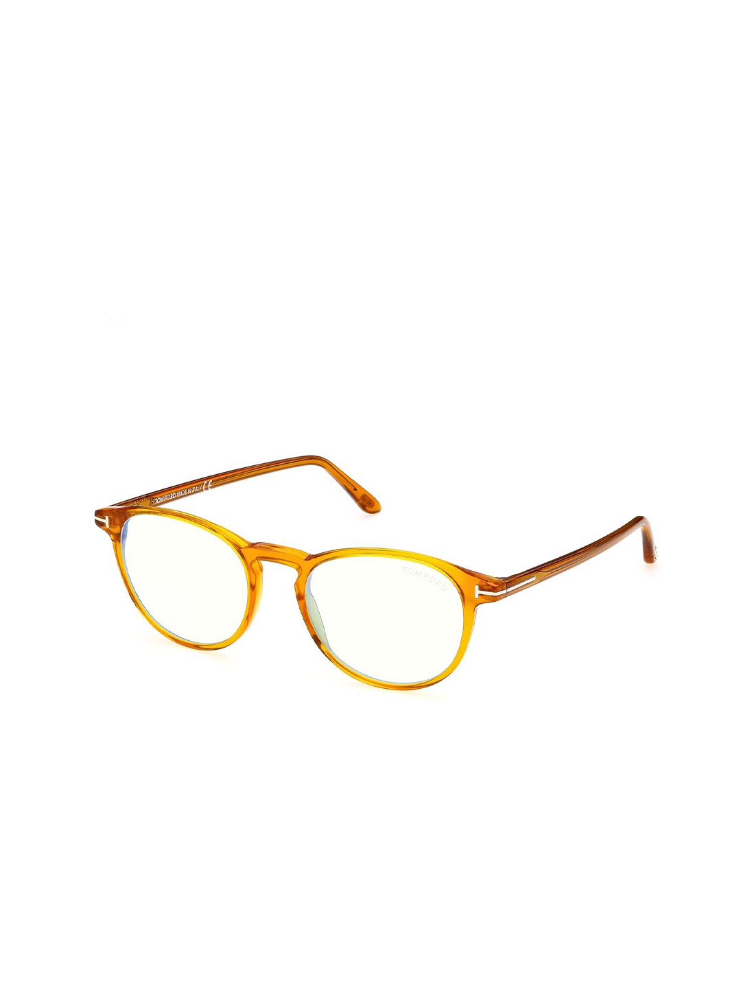 

Tom Ford Men Transparent Full Rim Round Frames, Yellow