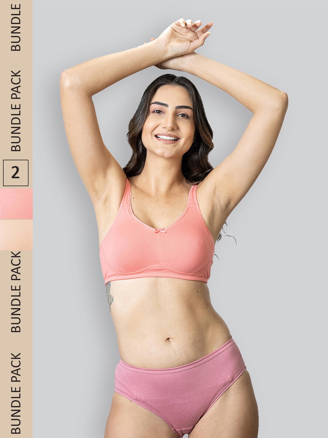 

LYRA Pack Of 2 Underwired Non-Padded Anti-Odour All Day Comfort Cotton Everyday Bra, Pink