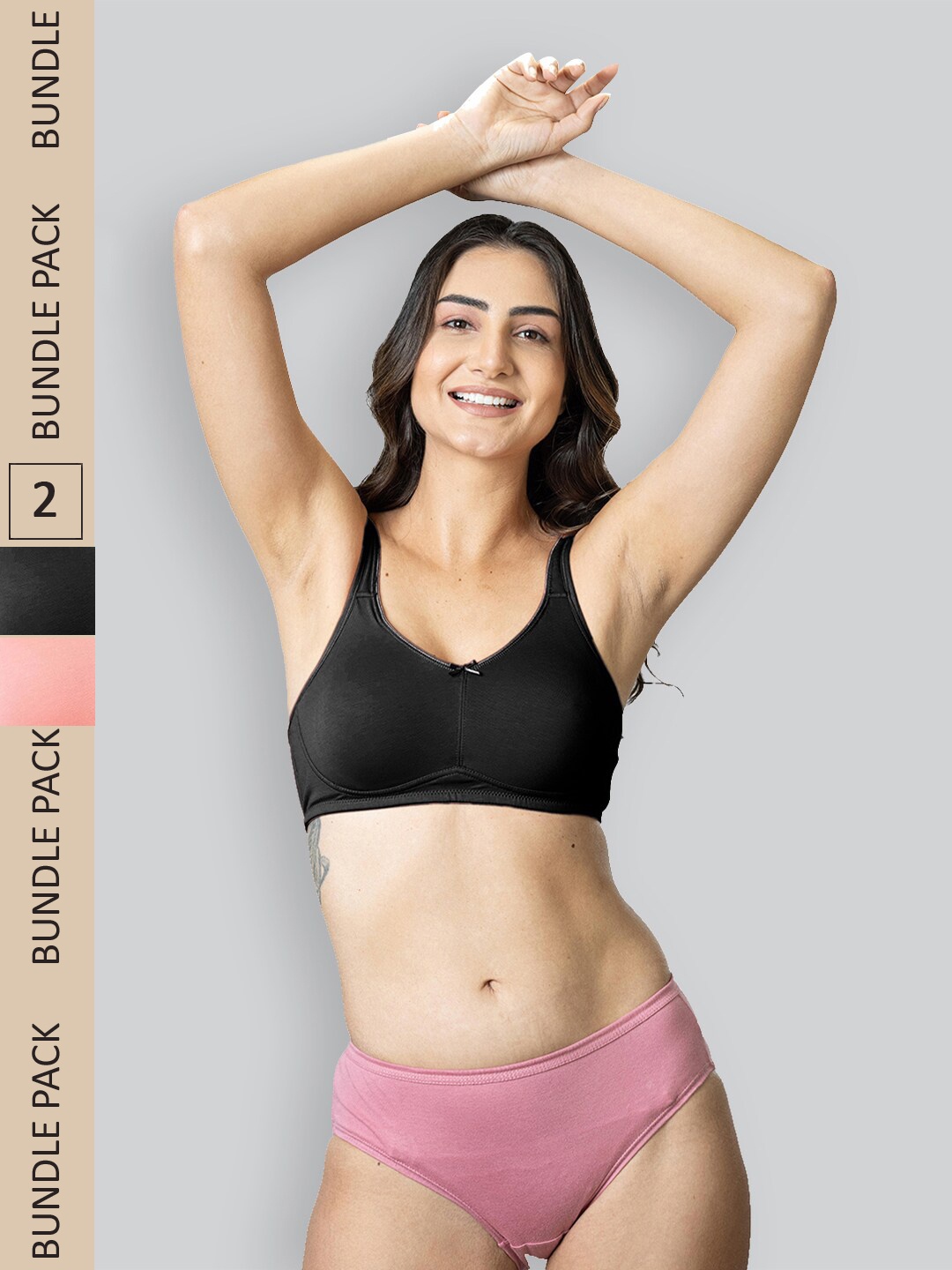 

LYRA Pack Of 2 Cotton Spandax Full Coverage Secret Support Bra, Black