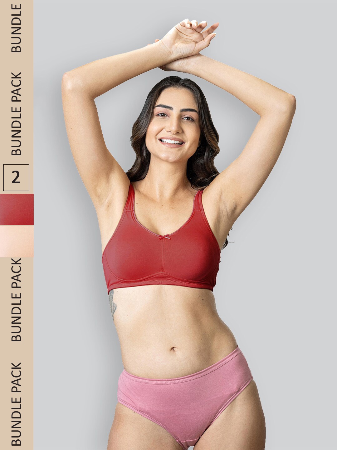 

LYRA Pack Of 2 Premium Cotton Non Padded All Day Comfort Anti Odour Underwired Bra, Beige