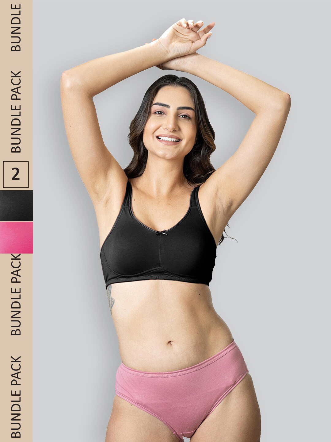 

LYRA Pack Of 2 Cotton Spandax Full Coverage Secret Support Bra, Pink